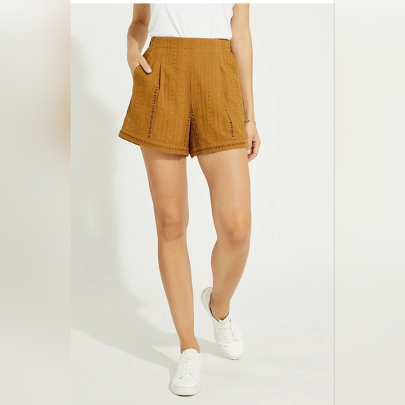 Gentle Fawn Pants - Gentle Fawn Luka Gold Brown High Rise Embroidered Shorts M